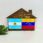 Portallaves Multicultural “Home Sweet Home” – Personalizable con Banderas