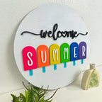 Letrero Decorativo “Welcome Summer” – Diseño en Madera y Glitter Neón