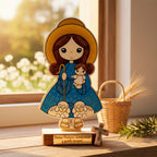Virgen de La Divina Pastora en Madera con detalles en resina